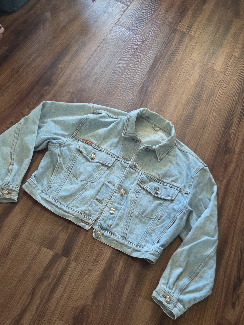 Vintage Crop Jordache Light Blue Denim Jacket - Women's Classic Jean Coat